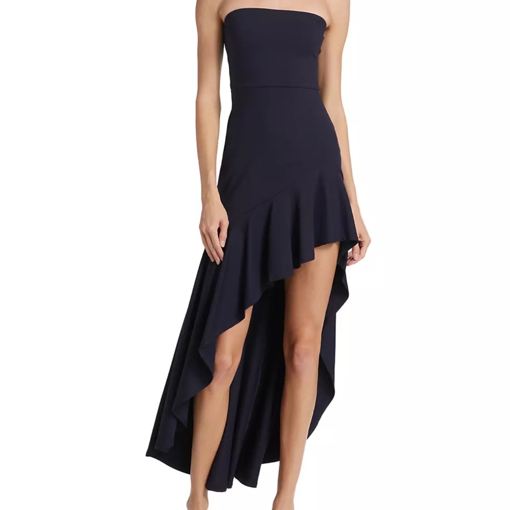 susana monaco tube ruffle high low maxi dress xs